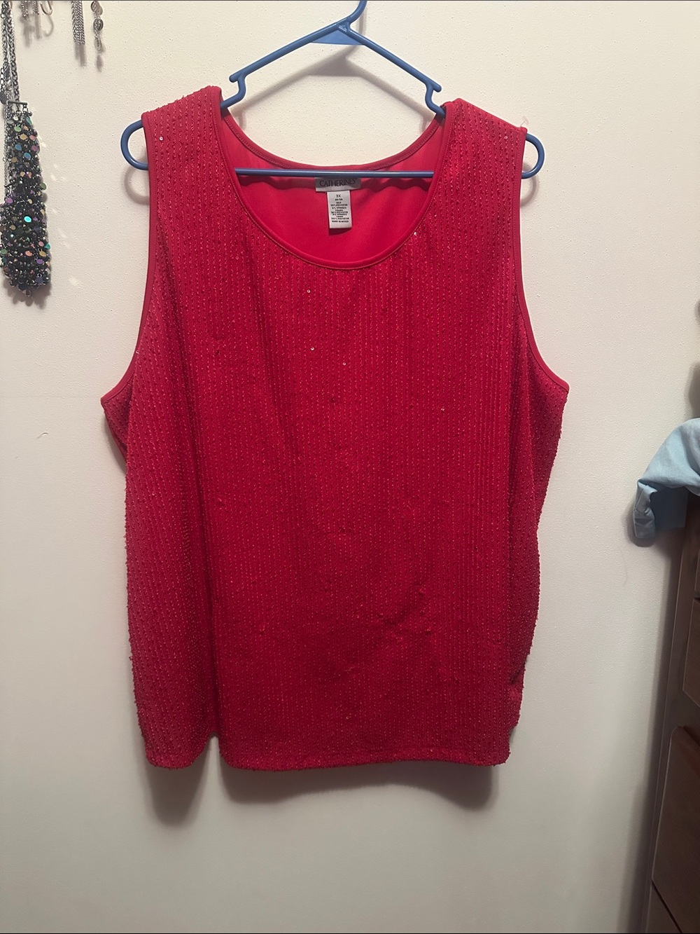 Catherines Red Beaded Sleeveless Tank - Picture 1 of 5